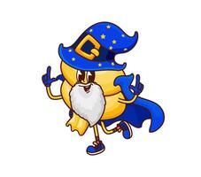 Halloween groovy pasta character, wizard sorcerer vector