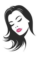 Beautiful woman with long hair and pink lips vector