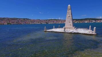 Cinematic POV Footage of Walking on De Bossett Footbridge in Sunny Argostoli Greece video
