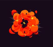 Cartoon bomb explosion fire blast comic effect vector