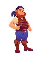 Cartoon pirate ship crew character with a beard vector