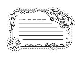 Space galaxy planets kids memo note template vector