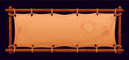 Pirate signboard banner, wood planks and canvas vector