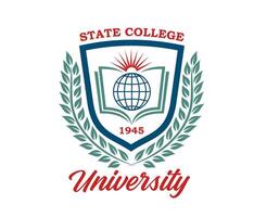 University college icon, emblem with globe vector