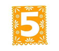 Day of the Dead font papel picado digit 5 five vector