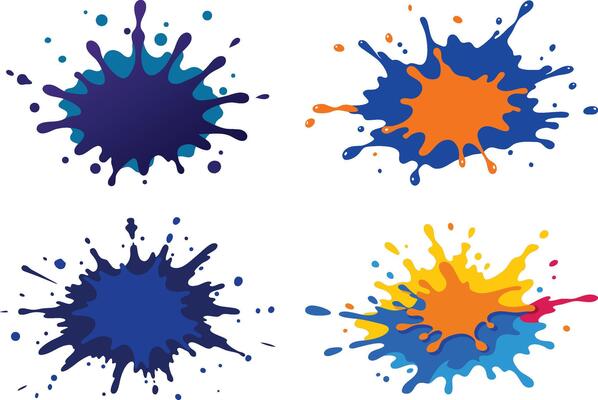 Set of colorful splashes. Colorful Paint Splatters.