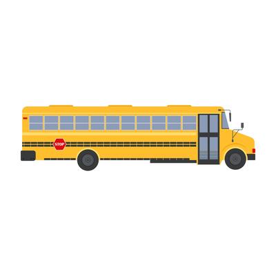 A fleet of bright yellow school buses lined up in neat rows under a clear sky. Vibrant vehicles ready for a day of learning and travel.