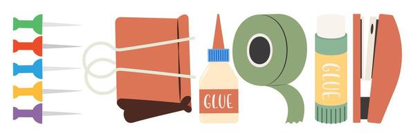Colorful stationery supplies for crafting vector