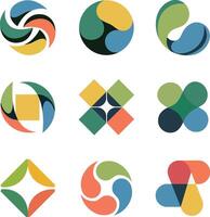 Collection of modern colorful abstract geometric logos and icons on a clean white background vector