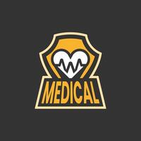 Medical Shield Logo with Heartbeat vector