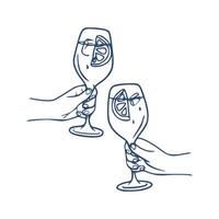 Hand Drawn Sangria Drink - Line Art Drink Illustration vector