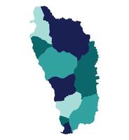 Dominica map regions. Map of Dominica regions in multicolor vector