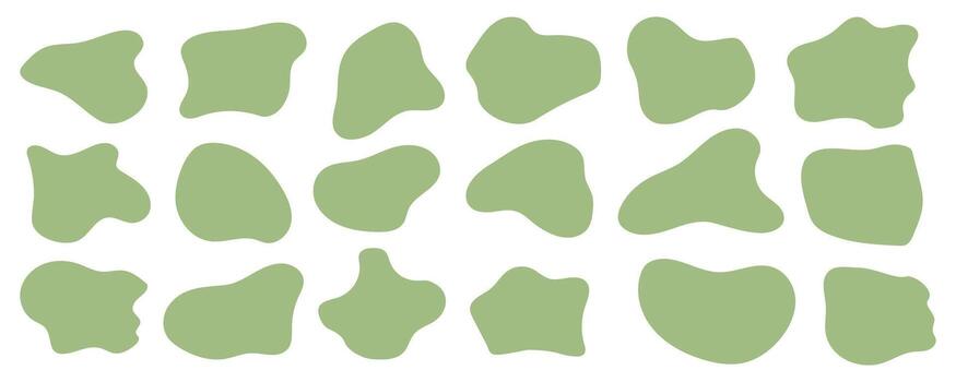 gota formas recopilación. orgánico formas verde resumen fluido formas aleatorio manchas diseño elementos aislado. ilustración. vector