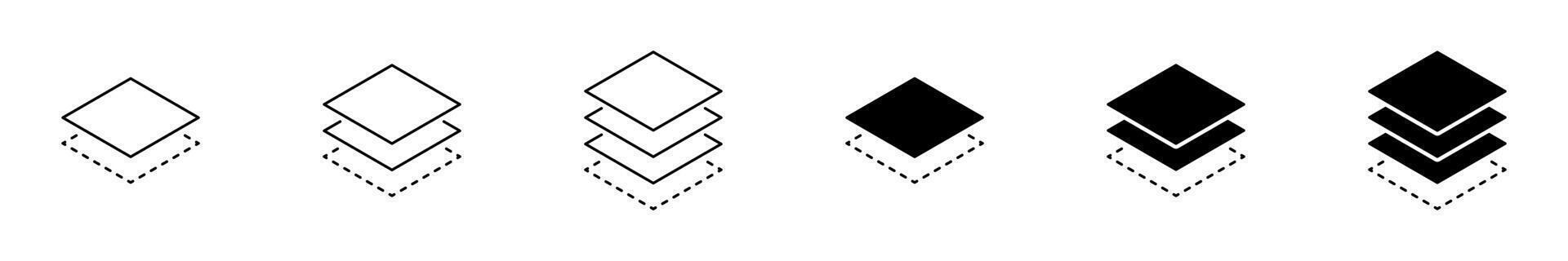 Layer icon set. Layer level sign. Layout sign. Symbols of material stack. illustration. vector
