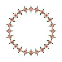 Round frame pattern floral design Christmas theme. circular border. vector