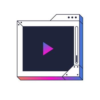 Square frame for media player interface. Online stream futuristic retro technology style. vector