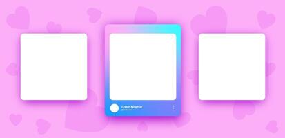Social media frame collection template. Colorful social media design interface. vector