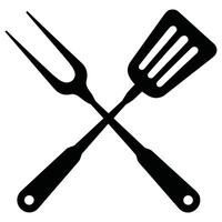 Crossed bbq spatula and fork silhouette for grilling vector