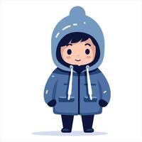 Cute cartoon child wearing a warm blue winter parka vector