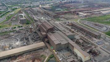 Overhead drone perspective of British heavy manufacturing facility video