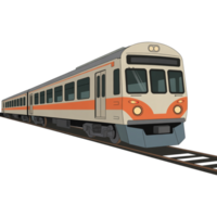 Commuter Train Moving on Tracks png
