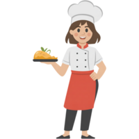 Female Chef Holding Plated Dish Smiling png
