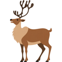 Illustrated Reindeer with Branch Antlers png