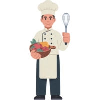 Male Chef Holding Bowl with Whisk png