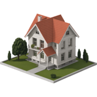 Modern Suburban House with Garden Front View png