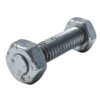 A shiny metal bolt and nut isolated on transparent background png