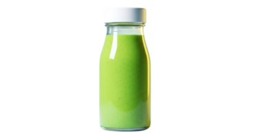 A green smoothie in a bottle isolated on transparent background png