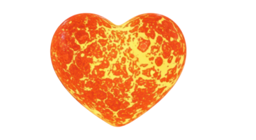 A heart made of lava isolated on transparent background png
