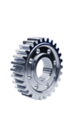 A shiny chrome gear isolated on transparent background for machinery png