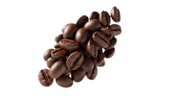 A pile of roasted coffee beans isolated on transparent background png