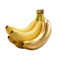 A bunch of bananas with one banana painted gold isolated on transparent background png