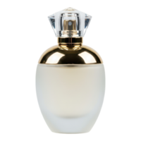 Elegant perfume bottle with gold accents isolated on transparent background png