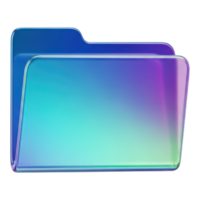 A shiny, iridescent folder icon with a gradient isolated on transparent background png