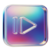 iridiscente jugar botón icono aislado en transparente antecedentes png