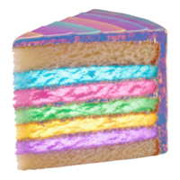 A colorful slice of holographic cake isolated on transparent background png