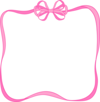 Coquette Pink Ribbon, bow Square Frame png