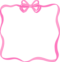 Coquette Pink Ribbon Bow Square Frame png