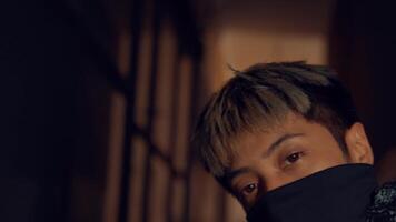 Stylish Young Man Portrait with Black Scarf video