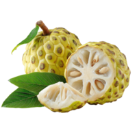 Custard Apple Still Life with Leaves on Transparent Background png