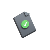 Document with Green Check Mark Icon on Transparent Background gray png