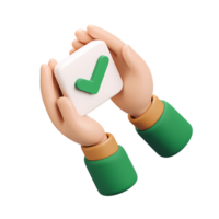 3D Hands Holding Check Mark Box on Transparent Background Cartoon png