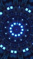 Circular pattern with blue and red lights on it. Kaleidoscope VJ loop Vertical video