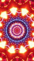 Circular object with neon lights. Kaleidoscope VJ loop Vertical video