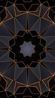 Black and yellow abstract background with star pattern. Kaleidoscope VJ loop Vertical video