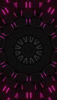 Circular design with neon lights in the middle of it. Kaleidoscope VJ loop Vertical video