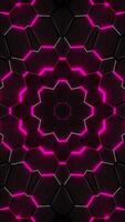 Black and pink background with circular design in the middle. Kaleidoscope VJ loop Vertical video